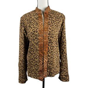 Coldwater Creek Reversible Open Front Jacket Medium Petite PM Animal Print NWT